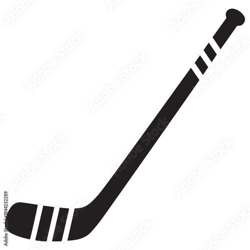 Black silhouette of a hockey stick on a white background