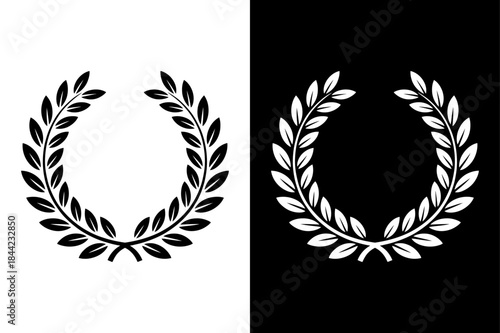 Greek Laurel Wreath Victory Silhouette Icon Flat Style Vector Illustration