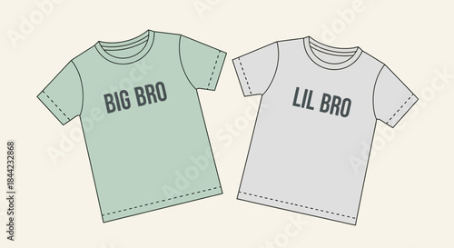Two shirts one green BIG BRO one gray LIL BRO shown sidebyside