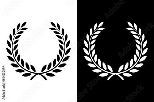 Black Laurel Wreath Silhouette Vector Emblem for Heraldry and Nobility