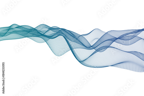 Abstract flowing digital wave of particles isolated on a transparent background