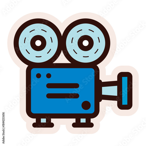 vintage movie projector icon sticker