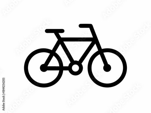 Simple black and white line drawing of a classic bicycle icon
