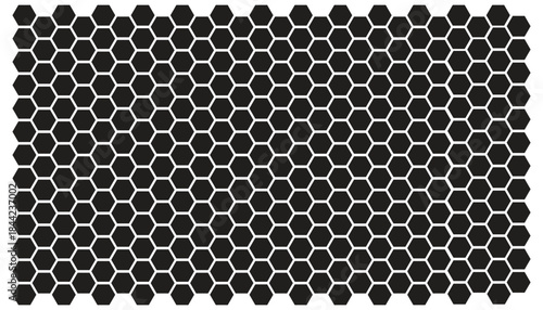 Geometric Hexagon Grid Seamless Pattern Background in Black and White.