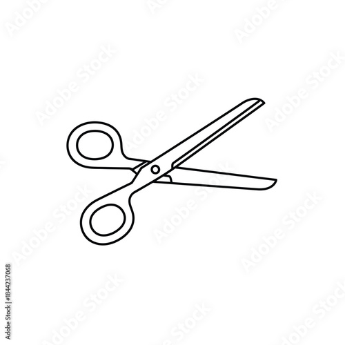 Simple black outline icon of open scissors