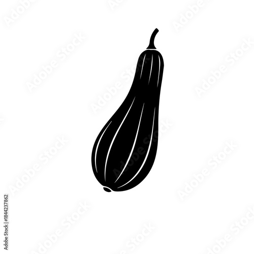 Minimalist black outline illustration of a healthy zucchini vegetable, ideal for culinary graphics and fresh produce themes