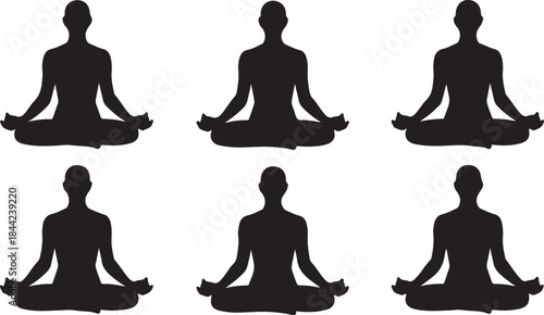 Silhouettes of Meditating Figures in a Row