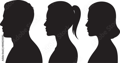 Silhouettes of Three People in Profile View