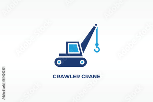 CRAWLER CRANE vector, icon or logo sign isolated symbol illustration