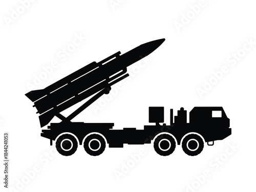 Mobile surface to air missile system icon representing military defense armament and strategic weapon technology concept