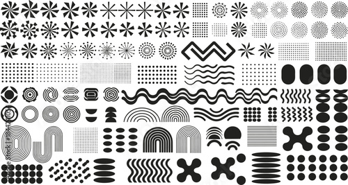 Minimalist Abstract Geometric Shapes Vector Set - Black Graphic Design Elements