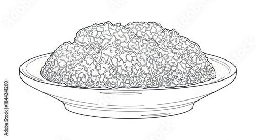 Line art illustration of a Savoy cabbage on a white plate