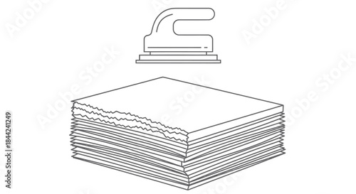 Paper Cutter Tool and Stack of Paper Outline Icon