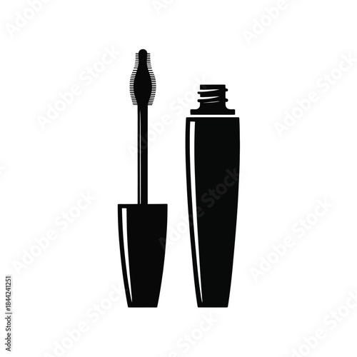 Mascara wand and tube icon representing cosmetic product beauty makeup application and women personal care item
