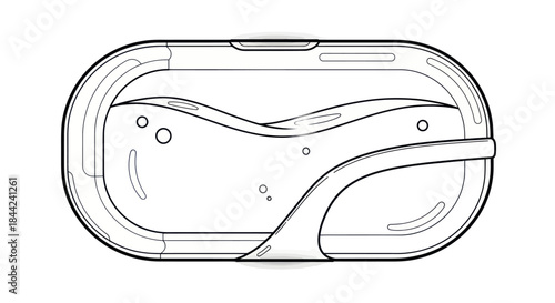 Minimalist Hot Tub Icon with Wavy Water and Bubbles
