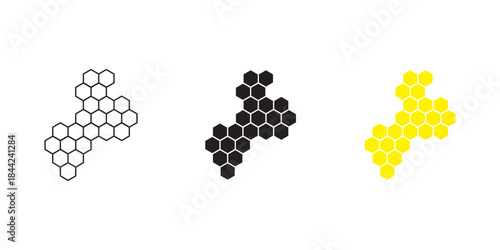 Honeycomb vector icon. Silhouette of honeycomb, honey, pollen, wax and bee products. Beeswax hive icon symbol and sign. Vector illustration.