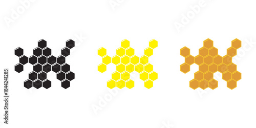 Honeycomb vector icon. Silhouette of honeycomb, honey, pollen, wax and bee products. Beeswax hive icon symbol and sign. Vector illustration.