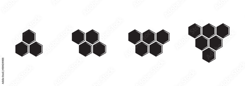 Fototapeta premium Honeycomb icon. Set of honeycomb icons. Natural honeycomb icons collection. Beeswax hive icons.