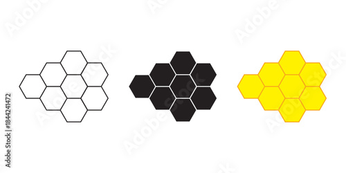 bee honeycomb icon set. Honey comb cartoon. Natural food. honeycomb pattern. Honey symbol. Beehive sign
