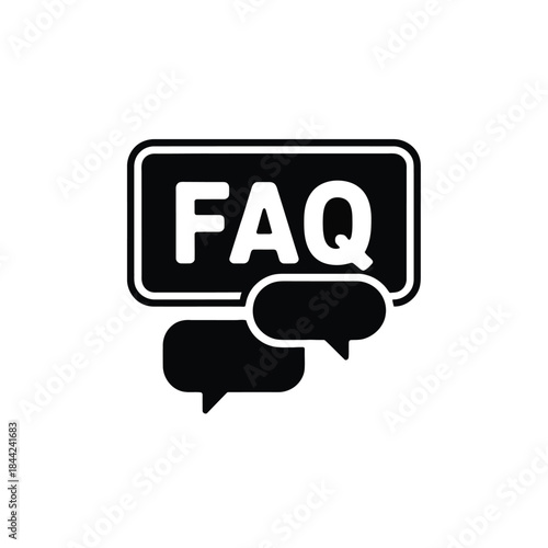 Frequently asked questions information symbol showing two speech bubbles and text box for customer support communication assistance