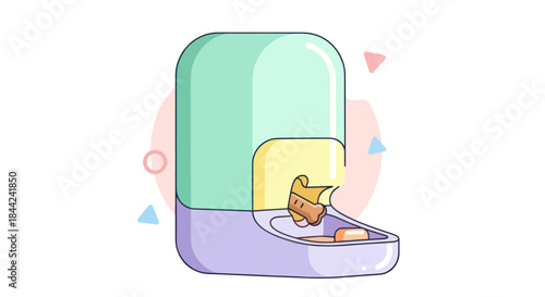 Automatic Pet Feeder Dispensing Dog Treats Illustration