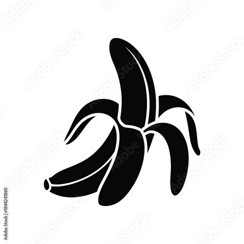 Ripe tropical fruit banana peeled ready to eat silhouette pictogram healthy food ingredient vector illustration graphic element