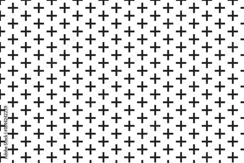 Minimal Plus Sign Seamless Pattern Background in Black and White.