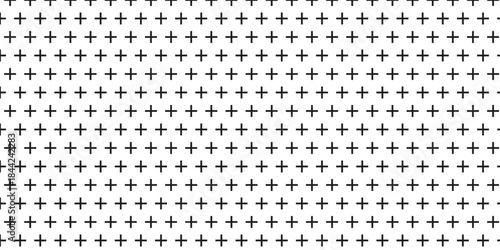 Minimal Plus Sign Seamless Pattern Background in Black and White.