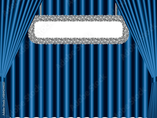 モール付き看板、カーテン二重、15青