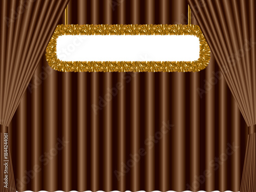 モール付き看板、カーテン二重、18茶色