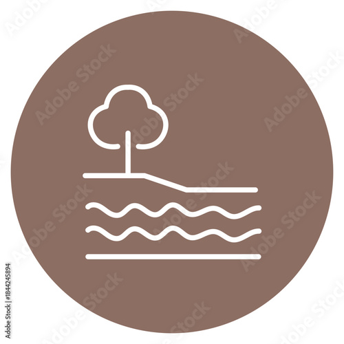 Floodplain icon vector image. Can be used for Geography.