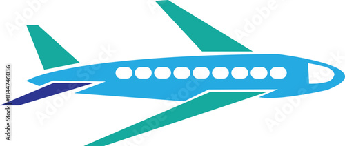 Airplane icon in blue and green colors