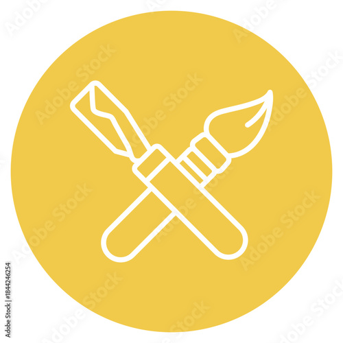 Chisel and Brush icon vector image. Can be used for Archeology.