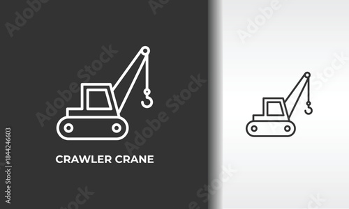 Crawler Crane Vector, Icon Or Logo Sign Isolated Symbol Illustration