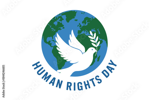 Symbol of peace and global unity with a dove carrying an olive branch over Earth.