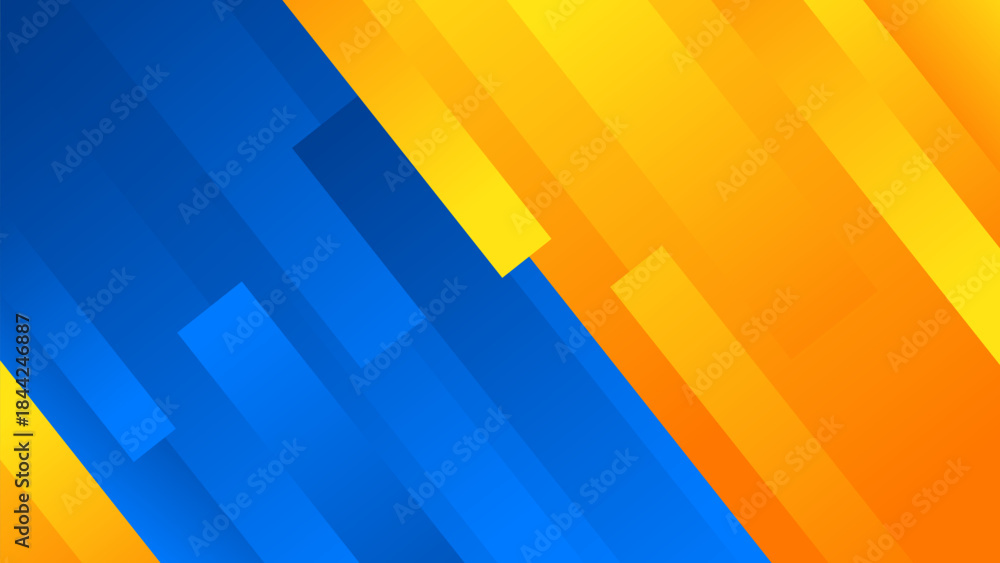 Naklejka premium Abstract blue and orange diagonal geometric background with gradient layers. Modern dynamic wallpaper. Suitable for templates, sale banners, business ads, presentations, web, and pages