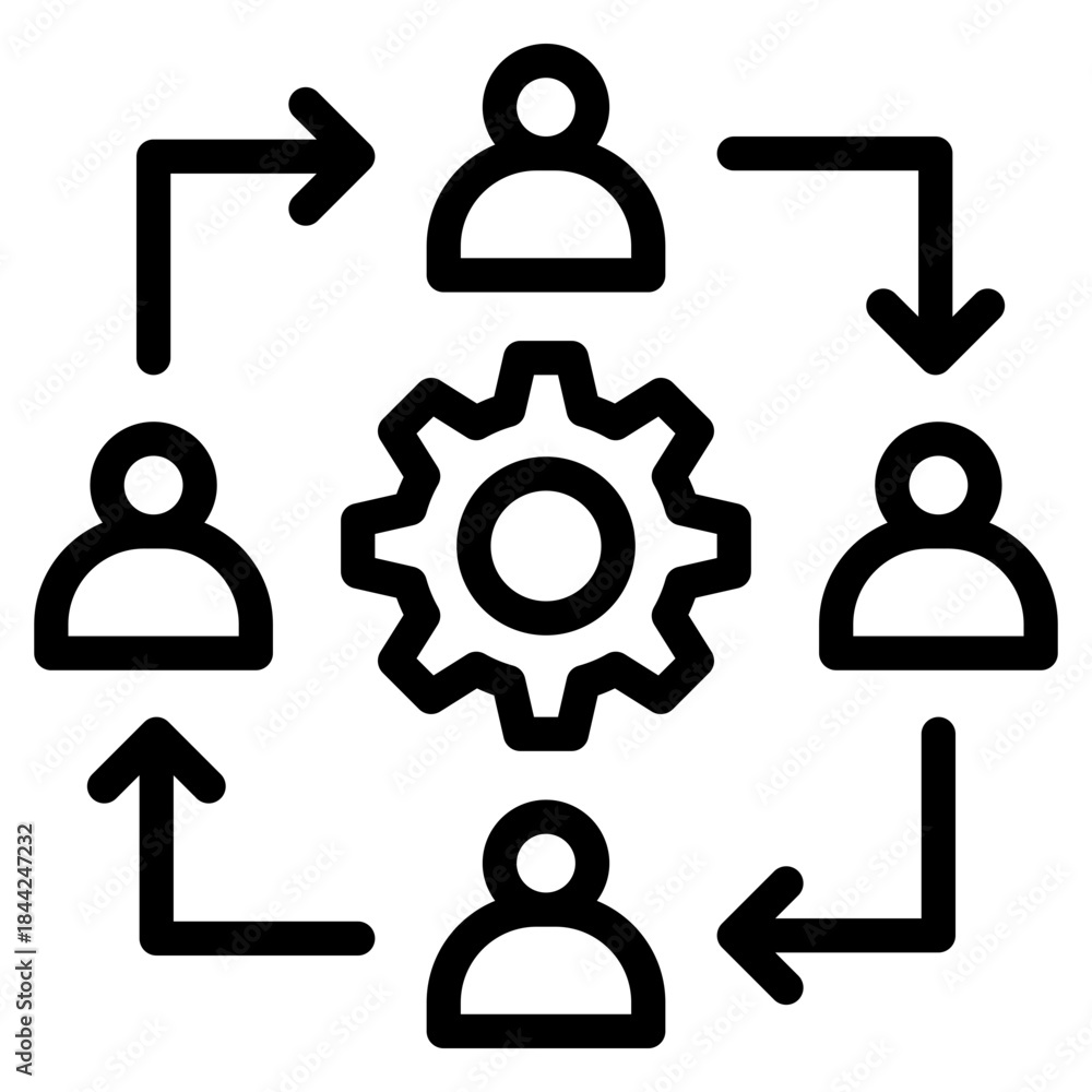 Fototapeta premium collaboration, teamwork, communication, Partnership, company, team, employee, management, strategy, corporation, community, team, outline icon vector design illustrator