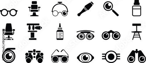 Ophthalmology and vision care icons set