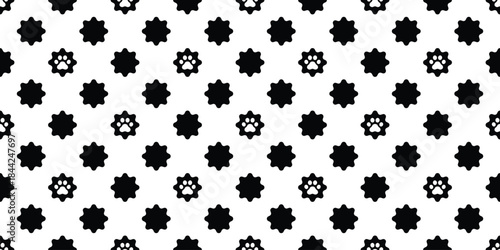 dog footprint seamless pattern star octagram cat paw pet vector puppy kitten bear cartoon doodle scarf isolated gift wrapping paper repeat wallpaper tile background illustration pastel design