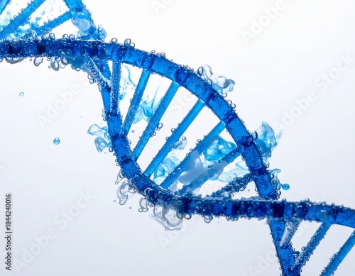 Blue DNA Double Helix with Ink Splash - Science and Biotechnology Concept