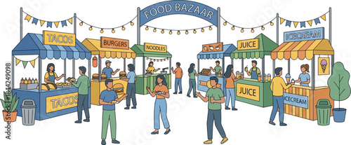 Food Bazaar activities illustration vector