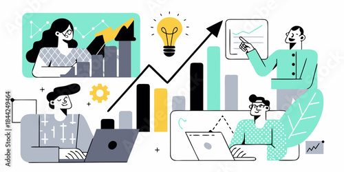 Business growth and innovation people data and ideas working together