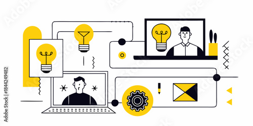 Conceptual image illustrating idea generation connection technology and innovative thinking