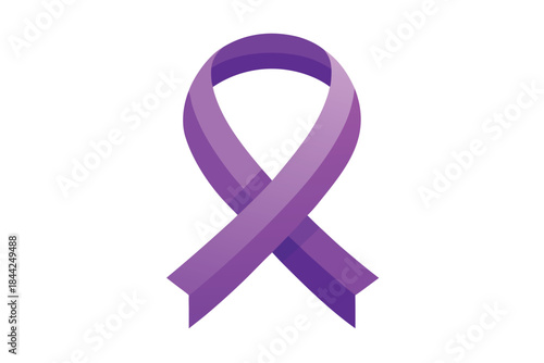 A gracefully curved purple ribbon symbolizes awareness support and remembrance for various causes and conditions often representing hope