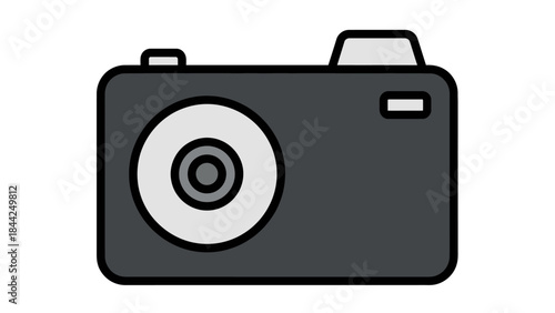 Flat design compact camera icon illustrating modern photography equipment for creative projects