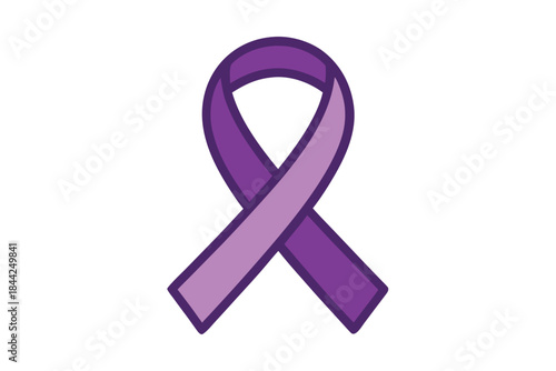 A simple depiction of a purple ribbon a universally recognized symbol representing awareness and support for various causes and movements