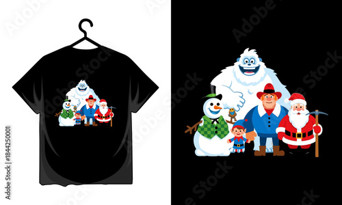 Funny christmas t shirt with snowman and santa claus design