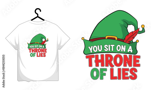 Funny christmas t-shirt design with elf and humorous slogan