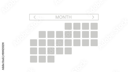 Abstract graphic representation of a monthly calendar interface with navigation controls