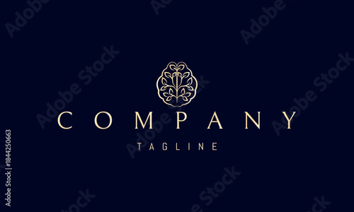 A vector golden logo featuring an abstract image: a tree with leaves shaped like a brain, symbolizing growth, knowledge, and creativity.